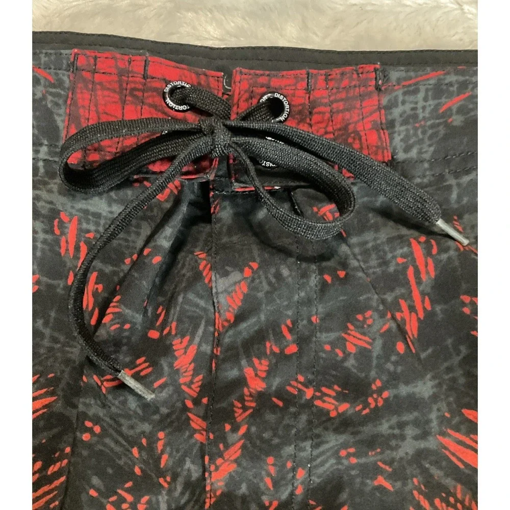 Distortion Men's Size‎ XL Black Orange Americana Palm Sunset Swim Board Shorts
